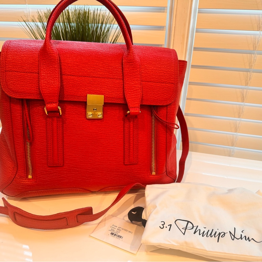 3.1 Phillip Lim Red Satchel with Gold Hardware